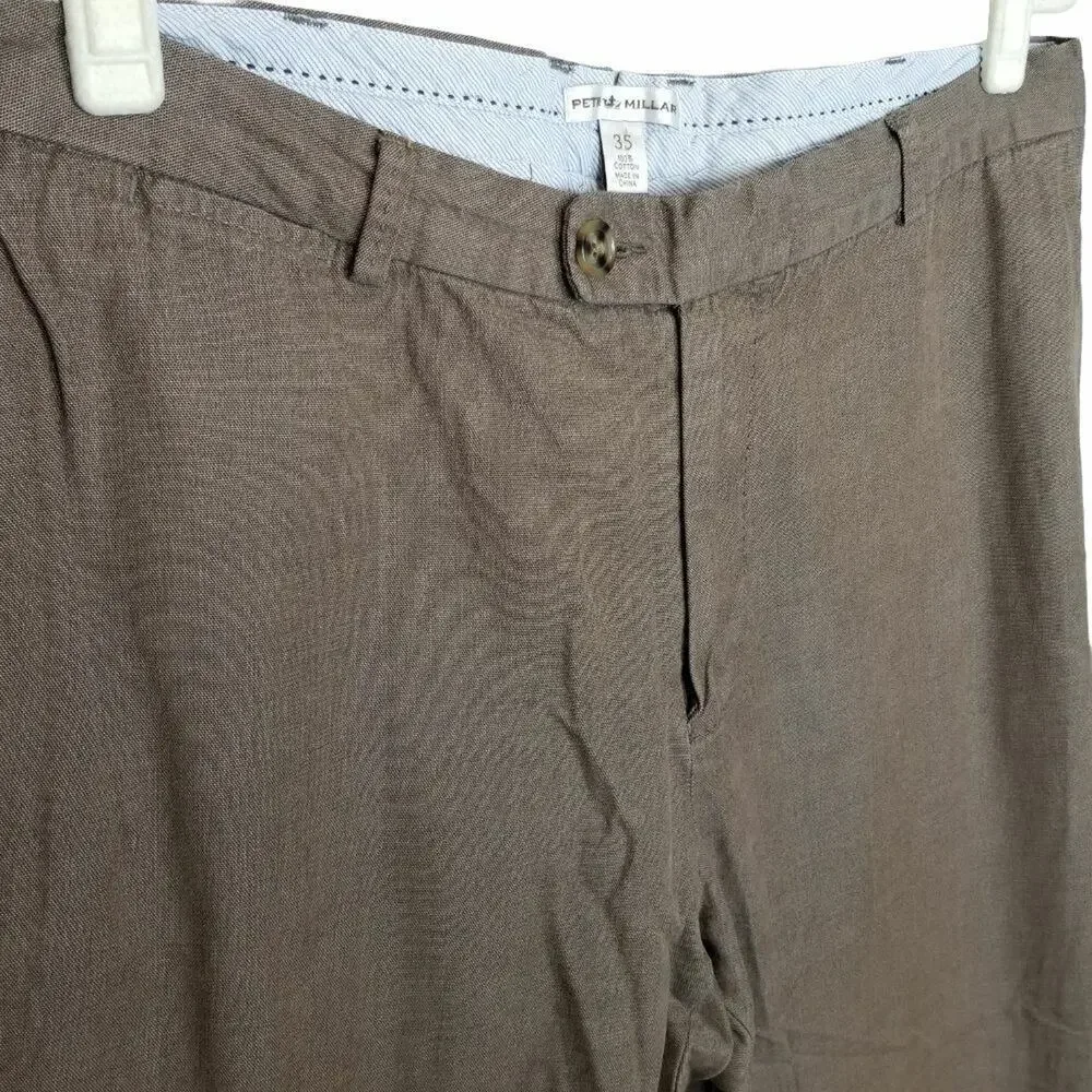 Peter Millar Mens Chinos Khaki Pants Size 35 Straight Leg Preppy Cotton Casual